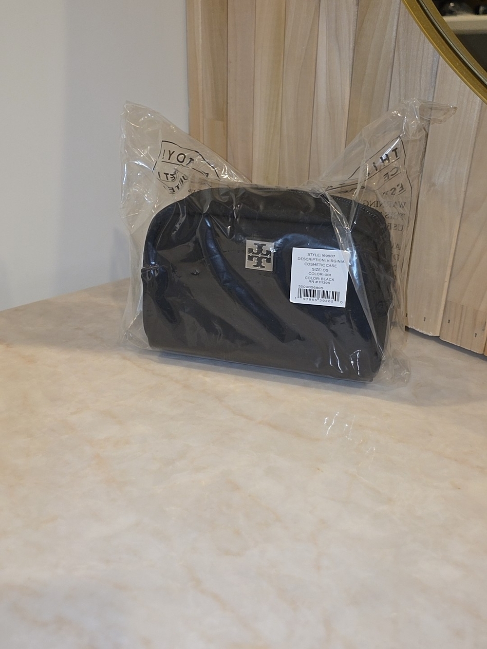 Tory Burch Black Logo Cosmetic Pouch